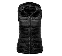 HHMY Chaleco acolchado largo para mujer - Chaleco ligero con capucha, chaleco delgado, chaqueta plegable de invierno, sin mangas, chaqueta acolchada, longitud media, cortavientos, S - 4XL, Z negro.,