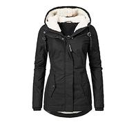 HHMY Chaqueta de Invierno para Mujer, Chaqueta Cálida de Peluche Teddy con Forro Impermeable, Parka Gruesa de Invierno, Chaqueta de Forro Polar, Chaqueta Acolchada Cortavientos, Negro, Talla M