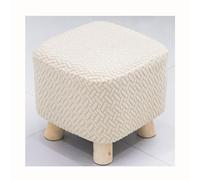 HHONGWYT Elástica Funda Otomana Cuadrada Pequeño 25~30cm x15~18cm Terciopelo Sarga Funda Puff Cuadrado Funda Reposapiés Cubre Puff Cuadrado Sofá Taburete Protector Lavable,Beige,2 Pieces