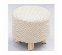 HHONGWYT Elástica Funda Otomana Redonda Pequeño 25~30cm x15~18cm Terciopelo Sarga Funda Puff Cuadrado Funda Reposapiés Cubre Puff Cuadrado Sofá Taburete Protector Lavable,Beige,2 Pieces