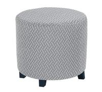 HHONGWYT Funda Puff Redondo Diámetro 45cmx H 36cm Funda Otomana Puff Redonda Funda de Reposapiés de Sofá Funda Taburete Protector de Puff Extraíble Lavable Cubre Puff,Light Gray,45x36cm