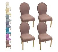 HHONGWYT Fundas Sillas Comedor Respaldo Redondo Altura 51CM Elasticas Fundas Sillas Cocina No Universales para Silla Madera Respaldo Ovalado Dining Room Chair Covers Cubiertas Sillas,A10,4PCS