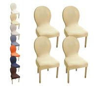 HHONGWYT Fundas Sillas Comedor Respaldo Redondo Altura 51CM Elasticas Fundas Sillas Cocina No Universales para Silla Madera Respaldo Ovalado Dining Room Chair Covers Cubiertas Sillas,A14,4PCS