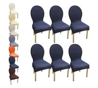 HHONGWYT Fundas Sillas Comedor Respaldo Redondo Altura 51CM Elasticas Fundas Sillas Cocina No Universales para Silla Madera Respaldo Ovalado Dining Room Chair Covers Cubiertas Sillas,A15,6PCS