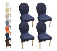 HHONGWYT Fundas Sillas Comedor Respaldo Redondo Altura 51CM Elasticas Fundas Sillas Cocina No Universales para Silla Madera Respaldo Ovalado Dining Room Chair Covers Cubiertas Sillas,A15,4PCS