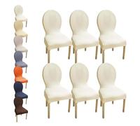 HHONGWYT Fundas Sillas Comedor Respaldo Redondo Altura 51CM Elasticas Fundas Sillas Cocina No Universales para Silla Madera Respaldo Ovalado Dining Room Chair Covers Cubiertas Sillas,A1,6PCS