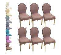 HHONGWYT Fundas Sillas Comedor Respaldo Redondo Altura 51CM Elasticas Fundas Sillas Cocina No Universales para Silla Madera Respaldo Ovalado Dining Room Chair Covers Cubiertas Sillas,A10,6PCS