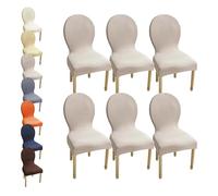 HHONGWYT Fundas Sillas Comedor Respaldo Redondo Altura 51CM Elasticas Fundas Sillas Cocina No Universales para Silla Madera Respaldo Ovalado Dining Room Chair Covers Cubiertas Sillas,A2,6PCS