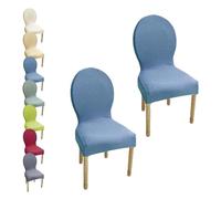 HHONGWYT Fundas Sillas Comedor Respaldo Redondo Altura 51CM Elasticas Fundas Sillas Cocina No Universales para Silla Madera Respaldo Ovalado Dining Room Chair Covers Cubiertas Sillas,A5,2PCS