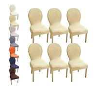 HHONGWYT Fundas Sillas Comedor Respaldo Redondo Altura 51CM Elasticas Fundas Sillas Cocina No Universales para Silla Madera Respaldo Ovalado Dining Room Chair Covers Cubiertas Sillas,A14,6PCS