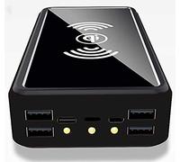 HHORB Cargador Solar Móvil 100000Mah Batería Externa Portátil Qi Power Bank Solar con 4 Entradas Y 5 Salidas Y Linterna LED, Cargador Portatil para Teléfono Y Viajes Cámping, DC5V / 2.1A,Rojo,Negro