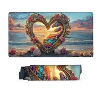 HHQGOUYG Alfombrilla Ratón Gaming XXL, Gaming Mouse Pad 500x250mm, Protector Escritorio Antideslizante, Alfombrilla de Ratón El Amor de la Playa, Mousepad Grande para Jugadores de PC, Oficina v-291