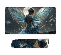 HHQGOUYG Alfombrilla Ratón Gaming XXL, Gaming Mouse Pad 700x400mm, Protector Escritorio Antideslizante, Alfombrilla de Ratón Mariposa Fairy Moon, Mousepad Grande para Jugadores de PC, Oficina v-362