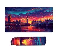 HHQGOUYG Alfombrilla Ratón Gaming XXL, Gaming Mouse Pad 900x400mm, Protector Escritorio Antideslizante, Alfombrilla de Ratón El Big Ben de Londres, Mousepad Grande para Jugadores de PC, Oficina v-544