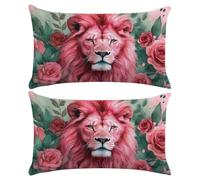 HHQGOUYG Juego de 2 Funda de Cojines Exterior Impermeable Fundas de Almohada Sofa Cojines Decorativos Rosas de León Patrón Decorativos Moderna para Jardín Sofá Silla Balcones Camping 30x50 cm Jm-552