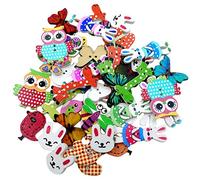 HHRJNUST 100 Piezas Botones de Madera Oso de Caricatura Botones para Manualidades Costura Decorativos con Dos Agujeros Adecuados para Tarjetas Scrapbooking