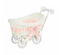 HHRJNUST Cesta Infantil Cesta Decorativa Mini Canasta Carrito Canastilla Tejida Diseño de Tejido con Plástico PP para Dulces y Recuerdos Decorativo Fotografías, Yuanbao Cart Pink