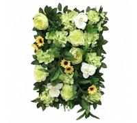 HHRJNUST de Pared Flores Artificiales Rosa Jardín Muro Floral Fondo Fotográfico Panel Verde Montaje Sencillo para Crear Estiloso Adecuado para Bodas Fiestas, Verde, Amarillo, Blanco