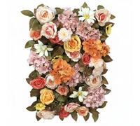 HHRJNUST de Pared Flores Artificiales Rosa Jardín Muro Floral Fondo Fotográfico Panel Verde Montaje Sencillo para Crear Estiloso Adecuado para Bodas Fiestas, Naranja, Rosa, Amarillo, Blanco