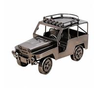 HHRJNUST Maqueta Todoterreno Todoterreno Hierro Versátil Modelo Coche con Portaequipaje Resistente Maqueta Vehículo con Luces Auxiliares para Escritorio, Gris Plateado