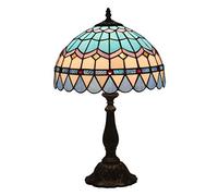 HHRLCH 12 Inch Table Lamp,Mediterranean Stained Glass Shade Bedside Lamp for Bedroom,19 Inch Tall Decoration Desk Reading ,1 Lights