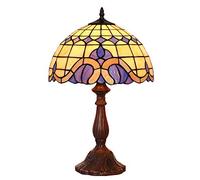 HHRLCH 12 Inch Table Lamp Vintage Stained Glass Shade Bedside Lamp 1 Light Antique Decoration Reading Desk Lamp for Bedroom Living Room Study Night Light 30 * 48CM 2