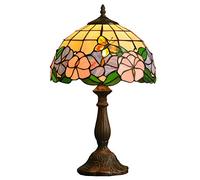 HHRLCH 12 Inch Table Lamp Vintage Stained Glass Shade Bedside Lamp 1 Light Antique Decoration Reading Desk Lamp for Bedroom Living Room Study Night Light 30 * 48CM 2
