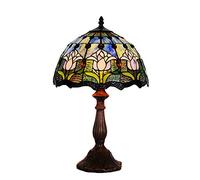 HHRLCH 12 Inch Table Lamp Vintage Stained Glass Shade Bedside Lamp 1 Light Antique Decoration Reading Desk Lamp for Bedroom Living Room Study Night Light 30 * 48CM 2