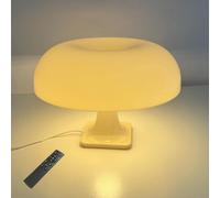 HHRLCH 12W Dimmable Mushroom Table Lamp with Remote Control - 3 Color Temperatures Memory Function Acrylic Shade Reading Lamp for Bedroom Living Room Office - White