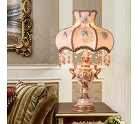 HHRLCH 13" Resin Table Lamps Victorian Crystal Desk Lamp with Fabric Shade European Retro Romantic Bedroom Nightstand Lamp for Bedroom Living Room Office Study Blue 1