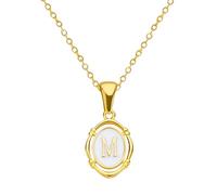 HHRLCH 14K Gold Filled Alphabet Necklace For Women and Men, Drip Oil Letter Oval Necklaces Alphabet J K L M N O P Q Initials Pendant Necklace, Bubble Necklace Letter Charms