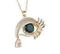 HHRLCH 14K Gold Filled Evil Eye Necklace For Women and Men, 8 Colors Big Crystal Evil Eye Necklaces O Chain Necklace Lucky Turkish, Eyeball Necklace Eye of Horus Layered Necklace