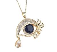 HHRLCH 14K Gold Filled Evil Eye Necklace For Women and Men, 8 Colors Big Crystal Evil Eye Necklaces O Chain Necklace Lucky Turkish, Eyeball Necklace Eye of Horus Layered Necklace