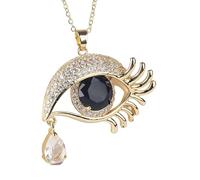 HHRLCH 14K Gold Filled Evil Eye Necklace For Women and Men, 8 Colors Big Crystal Evil Eye Necklaces O Chain Necklace Lucky Turkish, Eyeball Necklace Eye of Horus Layered Necklace