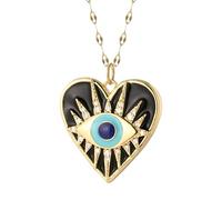 HHRLCH 14K Gold Filled Evil Eye Necklace For Women and Men, Heart Evil Blue Eye Sun Necklace Cute Dog Pendant Collars Long, Lucky Eye Colorful Evil Eye Pendant Necklace Dainty Chain Necklace