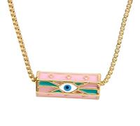 HHRLCH 14K Gold Filled Evil Eye Necklace For Women and Men, Lucky Eye Drip Oil Colorful Evil Eye Pendant Necklace Dainty Chain Necklace, Eyeball Necklace Eye of Horus Layered Necklace
