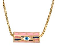 HHRLCH 14K Gold Filled Evil Eye Necklace For Women and Men, Lucky Eye Drip Oil Colorful Evil Eye Pendant Necklace Dainty Chain Necklace, Eyeball Necklace Eye of Horus Layered Necklace