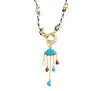 HHRLCH 14K Gold Filled Evil Eye Necklace For Women and Men, Star Celestial Blue Green Evil Eye Pendant Long Knot Beaded Necklace, Eyeball Necklace Eye of Horus Layered Necklace