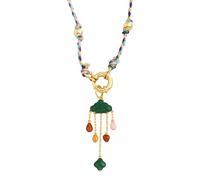 HHRLCH 14K Gold Filled Evil Eye Necklace For Women and Men, Star Celestial Blue Green Evil Eye Pendant Long Knot Beaded Necklace, Eyeball Necklace Eye of Horus Layered Necklace