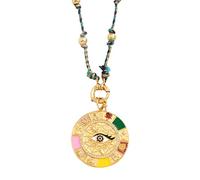 HHRLCH 14K Gold Filled Evil Eye Necklace For Women and Men, Star Celestial Blue Green Evil Eye Pendant Long Knot Beaded Necklace, Eyeball Necklace Eye of Horus Layered Necklace