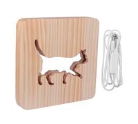 HHRLCH 1Pc Hollowed Cat Night Light Wooden Table Lamp with USB Control Gentle Illusion for Bedroom Room Unique Portable Stunning Optical Effect