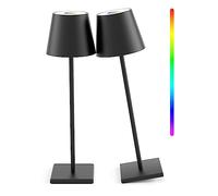 HHRLCH 2-Pack Cordless Table Lamp with Rechargeable Battery 3W 5500mAh Stepless Dimming Portable for Restaurant Dinner Bedroom Outdoor Use IP54 Waterproof