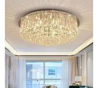HHRLCH 23.6”Round Flush Mount Chandelier Ceiling Lights Glass Crystal Lampshade Ceiling Lamp Fixtures Metal Crystal Ceiling Light for Living Room Dining Room