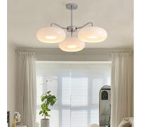 HHRLCH 3-Lights Semi Flush Mount Ceiling Light Mid Century Ceiling Light Fixture Chrome Metal Chandelier Ceiling with Orange Glass Shade for Bedroom Living Dining Room (Orange) (Color/White