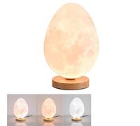 HHRLCH 3D Printed Moon Lamp Wood Table Light with Dino Egg G9 Socket Ideal for Bedroom Living Room Office - 18cm