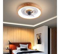 HHRLCH 48W Fan Ceiling Light Wood Chandelier Bedroom Mute Low Profile Ceiling Fans with Lights and Remote Control Dimmable 3 Speed Fan Light Ceiling Smart Ventilator Lamp Living Room/C