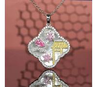 HHRLCH 925 Pendant Necklace for Women Simulation Emerald Painting Shell Necklaces Made in China