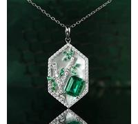 HHRLCH 925 Pendant Necklace for Women Simulation Emerald Painting Shell Necklaces Made in China