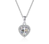 HHRLCH Accessories 1ct Heart Cut D Color Moissanite Pendant White/Green/Pink Diamond Necklace Necklaces for Women