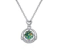 HHRLCH Accessories Heart Women, 1CT D Color Moissanite Pendant Necklace, Crown Pink/Blue/Yellow Diamond Necklaces, Jewelry s for Wife Mom